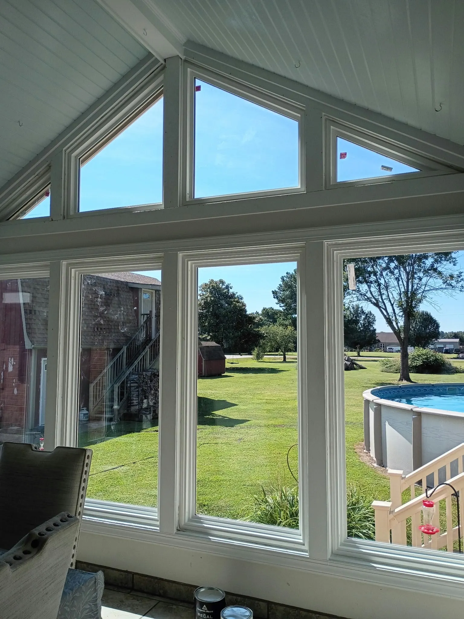 Sunroom with a vaulted window wall and new windows in Hampton, VA